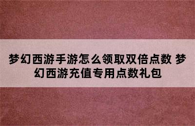 梦幻西游手游怎么领取双倍点数 梦幻西游充值专用点数礼包